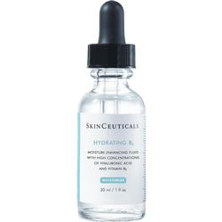 Durchsichtige Flasche mit Pipette und blauem Etikett, darauf steht "Hydrating B5".