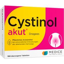 Eine Packung Cystinol akut Tabletten gegen entzündliche Blasenprobleme.