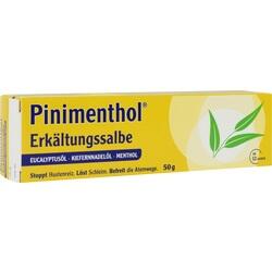 Gelbe Packung einer Erkältungssalbe mit Eukalyptus- und Mentholbestandteilen.