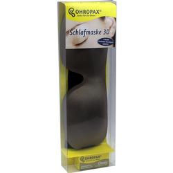 Eine schwarze Schlafmaske in einer gelben Verpackung von Ohropax.