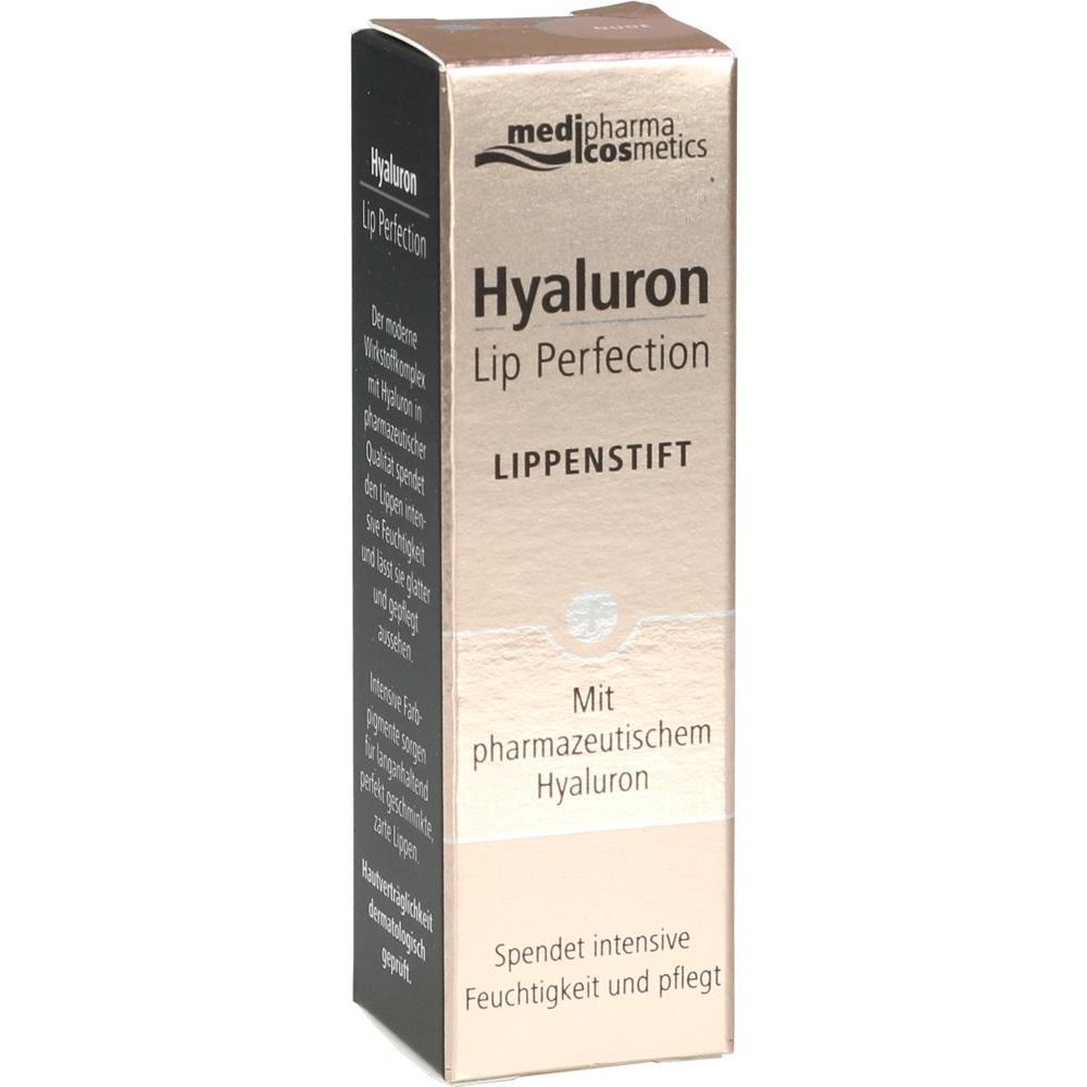 Goldene Verpackung eines Hyaluron-Lippenstifts, spendet Feuchtigkeit.