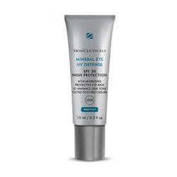 Silberne Tube mit UV-Schutzcreme für die Augen, SPF 30.
